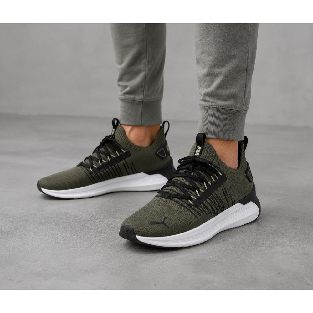 Puma Softride Fuzionfit Mens Olive Green Running Shoes 311482-05 Size 11